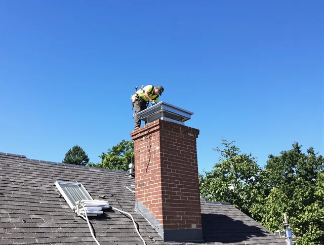 Glendora Chimney Sweep technician measuring a chimney cap in Glendora, CA