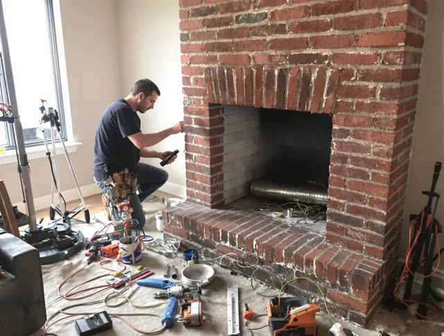 Glendora Chimney Sweep specialist finalizing chimney liner service in Glendora, CA