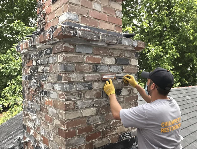 In-progress chimney restoration by Glendora Chimney Sweep in Glendora, CA